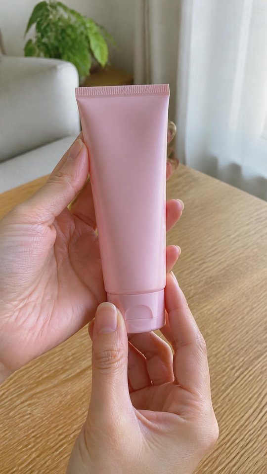 ハンドクリームを手に持って紹介する動画の画面（手元だけ・イメージ）